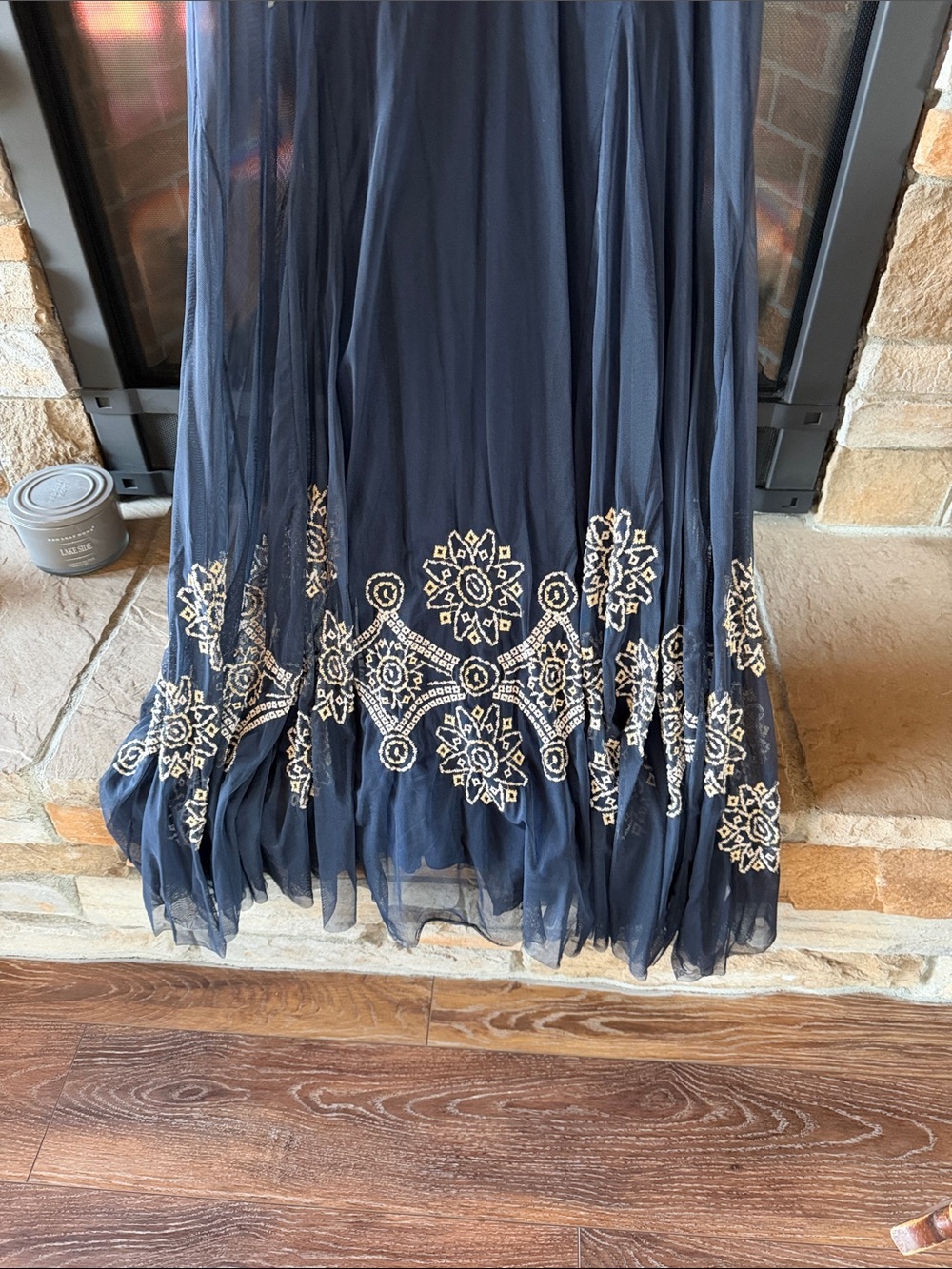 Johnny Was Navy Floral Embroidered Maxi Dress - Picture 2 of 6
